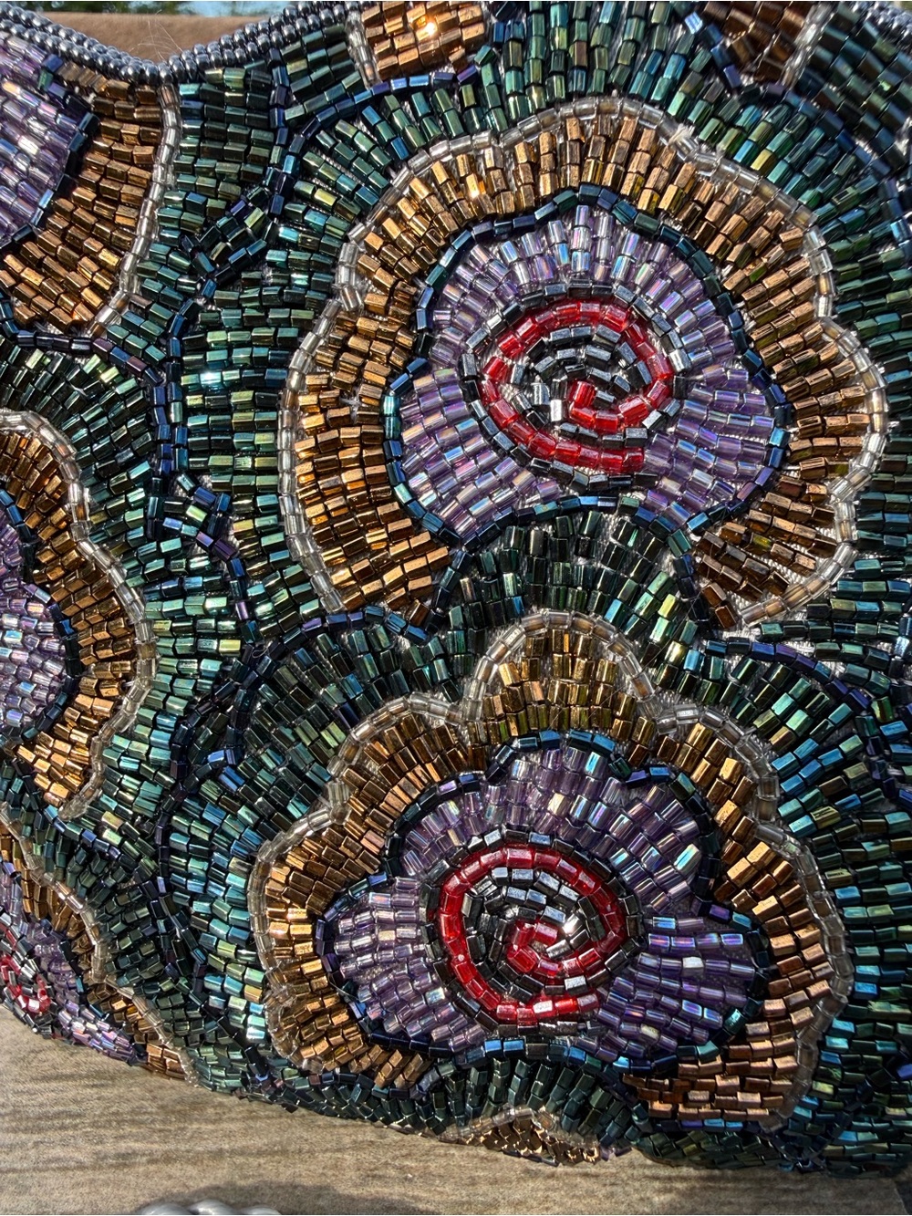 EUC Vintage seed bead Floral Scallop Hem Evening Bag - Picture 4 of 13
